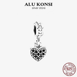 925 Silver Heart-shaped Cross Pendant Beads for Charm Women Jewelry