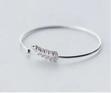 925 Silver Branch Leaf Wheat Bangle Cuff Bracelet CZ