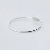 925 Silver Branch Leaf Wheat Bangle Cuff Bracelet CZ