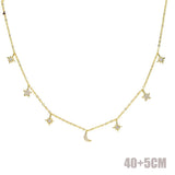 925 Silver Love Moon Star Necklace Choker Women Statement Jewelry