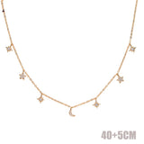 925 Silver Love Moon Star Necklace Choker Women Statement Jewelry