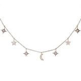 925 Silver Love Moon Star Necklace Choker Women Statement Jewelry