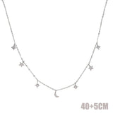 925 Silver Love Moon Star Necklace Choker Women Statement Jewelry
