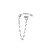 925 Sterling Silver Long Chain Clip-on Earrings for Women Men