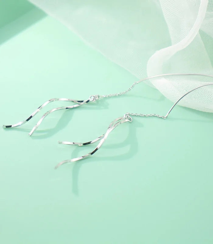 925 Silver Long Cross Earrings Allergy-Free