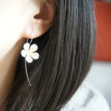 925 Silver Long Flower Earrings Prevent Allergy