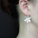 925 Silver Long Flower Earrings Prevent Allergy