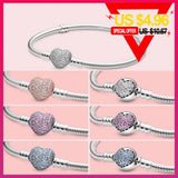 925 Silver Love Bracelet Zircon Women DIY Jewelry