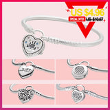 925 Silver Love Bracelet Zircon Women's DIY Jewelry