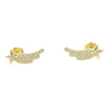 925 Silver Crystal Star Wedding Earrings CZ Bridal Jewelry