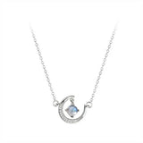 Moon Star Necklaces Moonstone Pendants Silver Plated Choker Party Gift
