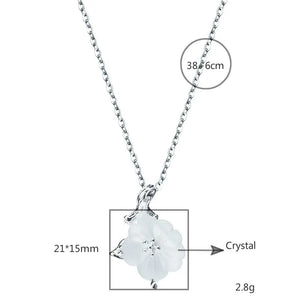 925 Silver Crystal Flower Necklace Women Lady Fine Jewelry