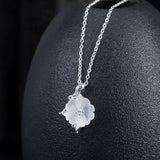 925 Silver Crystal Flower Necklace Women Lady Fine Jewelry