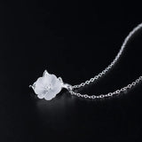 925 Silver Crystal Flower Necklace Women Lady Fine Jewelry