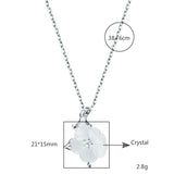 925 Silver Crystal Flower Necklace Women Lady Fine Jewelry