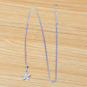 925 Sterling Silver Flower Cubic Zircon Belly Button Ring Body Chain