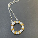 925 Silver Necklace 3.2 Moissanite Zircon Engagement Wedding