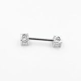 925 Sterling Silver Nipple Rings Barbell Crystal Ball Piercing 14G 2pcs/lot