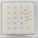 925 Silver Nose Stud Clear Crystal Straight Nose Pin Piercing 20pcs