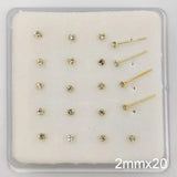 925 Silver Nose Stud Clear Crystal Straight Nose Pin Piercing 20pcs