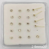 925 Silver Nose Stud Clear Crystal Straight Nose Pin Piercing 20pcs