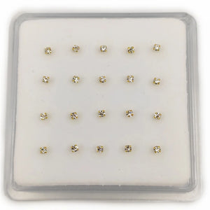 925 Silver Nose Stud Clear Crystal Straight Nose Pin Piercing 20pcs