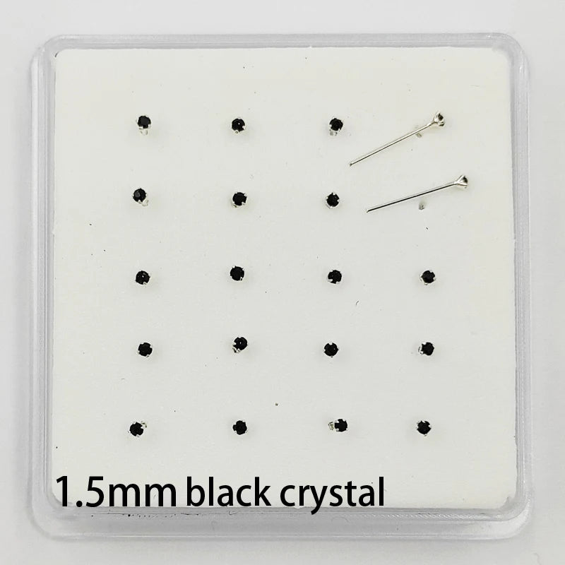 925 Sterling Silver Nose Piercing Tiny Crystal Nose Pin Straight Nose Stud