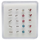 925 Silver Nose Stud Clear Crystal Nose Pin Nariz Piercing 20pcs