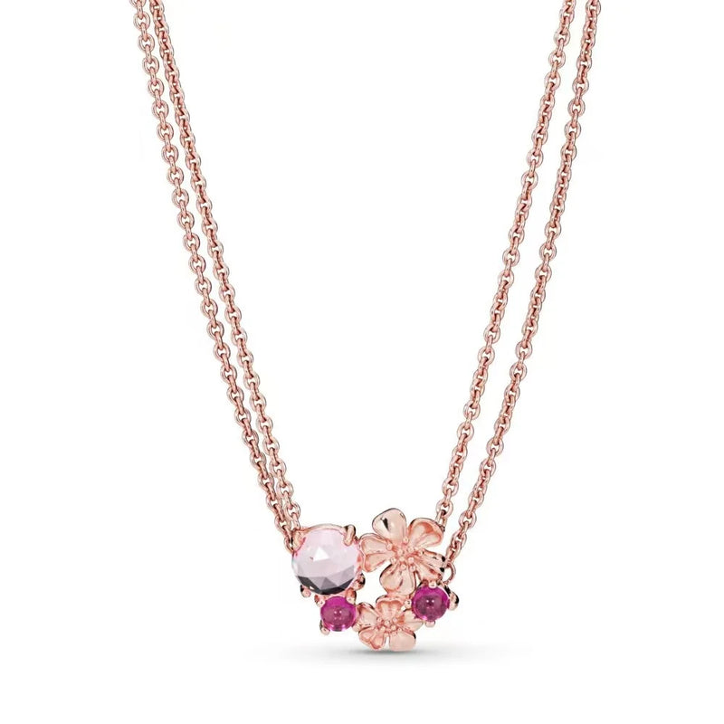 925 Silver Rose Necklace Pan Necklace Love Lock Women Jewelry