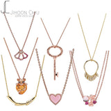 925 Silver Rose Necklace Pan Necklace Love Lock Women Jewelry