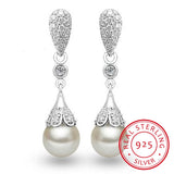925 Silver Pearl Drop Earrings Women