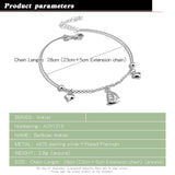 925 Silver Heart Anklets Foot Jewelry for Women