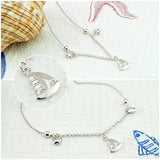 925 Silver Heart Anklets Foot Jewelry for Women