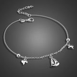 925 Silver Heart Anklets Foot Jewelry for Women