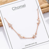 925 Silver Chomel Diamond Star Moon Bracelet