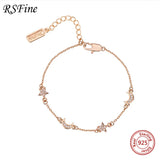 925 Silver Chomel Diamond Star Moon Bracelet