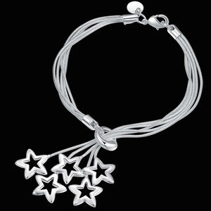 925 Silver Snake Chain Star Bracelet for Women