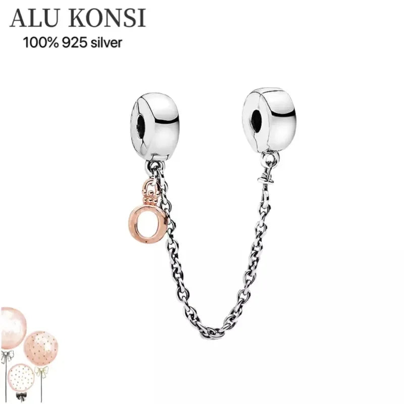 925 Sterling Silver Safety Chain Charm Bead for Bracelet