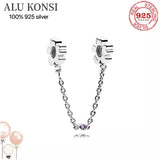 925 Sterling Silver Safety Chain Charm Bead for Bracelet