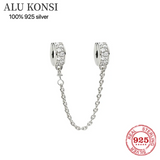 925 Sterling Silver Safety Chain Charm Bead for Bracelet
