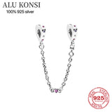 925 Sterling Silver Safety Chain Charm Bead for Bracelet