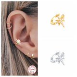 925 Silver Star Ear Cuff CZ Zircon Clip Earring