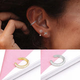 925 Silver Star Ear Cuff CZ Zircon Clip Earring