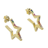 925 Silver Geometric Rainbow CZ Star Earrings for Christmas
