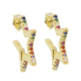 925 Silver Geometric Rainbow CZ Star Earrings for Christmas