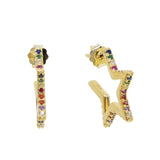 925 Silver Geometric Rainbow CZ Star Earrings for Christmas