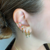 925 Silver Geometric Rainbow CZ Star Earrings for Christmas