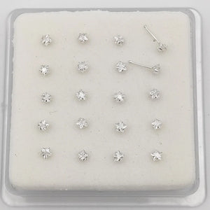925 Silver Star CZ Nose Stud Body Piercing Jewelry 20pcs