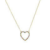 925 Silver Sweet Love Heart Necklace Rainbow CZ Gift