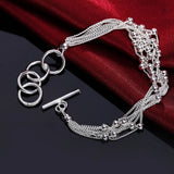 925 Silver Tassel Chain Bracelet with Grape Beads for Women